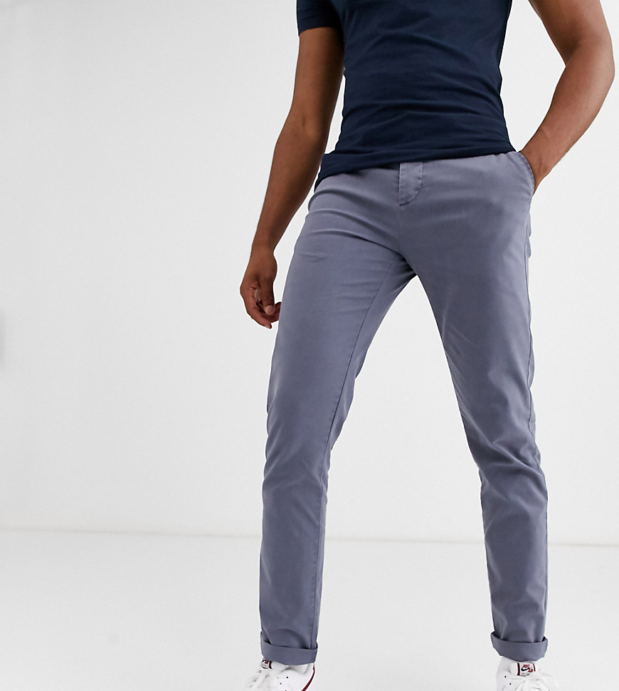 ASOS DESIGN Tall - Smalle chino in blauwe wassing