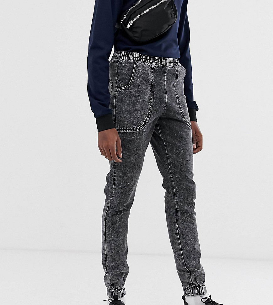ASOS DESIGN Tall - Smalle jogging-jeans in acid wash zwart