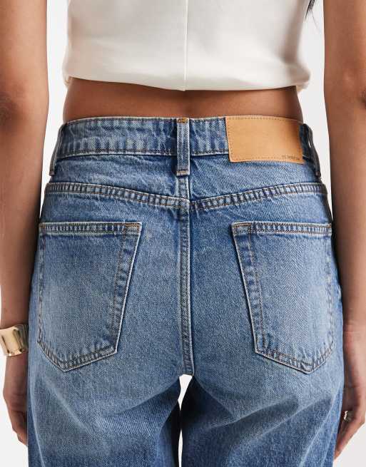 ASOS DESIGN Tall - Smalle rechte jeans met hoge taille in middenblauw , 4 van 5