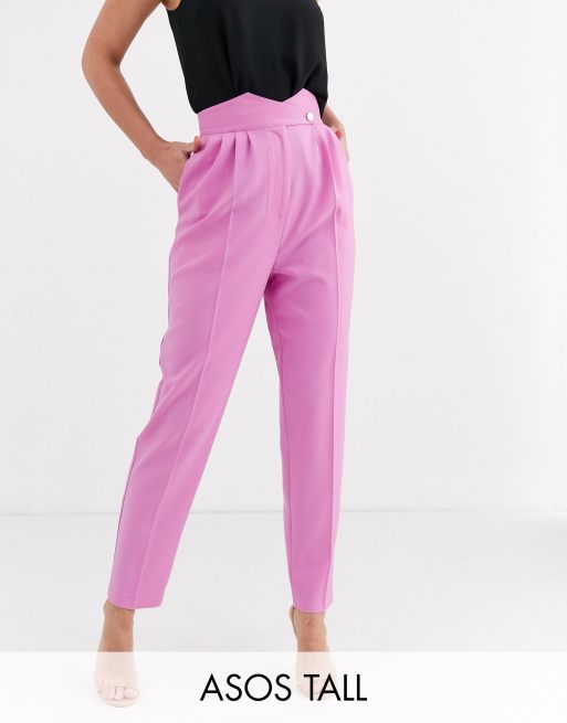 ASOS DESIGN Tall - Smaltoelopende broek met hoge taille en knoop