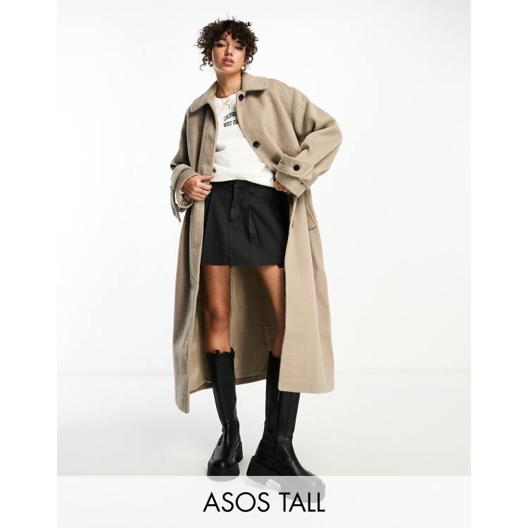 ASOS DESIGN - Manteau boyfriend brossé habillé en laine mélangée -  Champignon