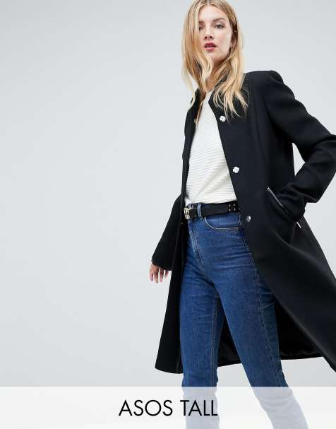 ASOS DESIGN Tall smart funnel neck coat with contrast trim