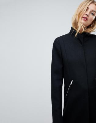 smart funnel neck coat