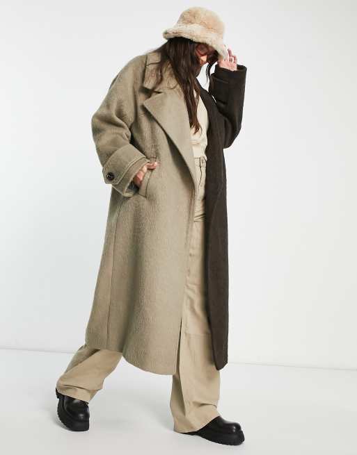 ASOS DESIGN Tall smart half and half oversized coat in stone