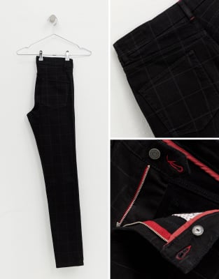 black check jeans