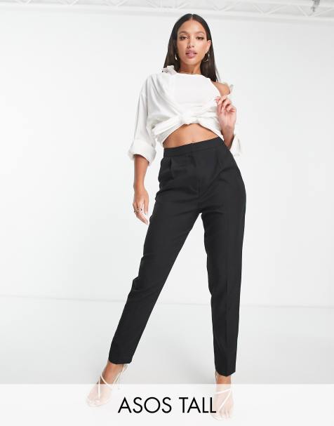 ASOS DESIGN Petite slim ankle-skim cigarette pants in black