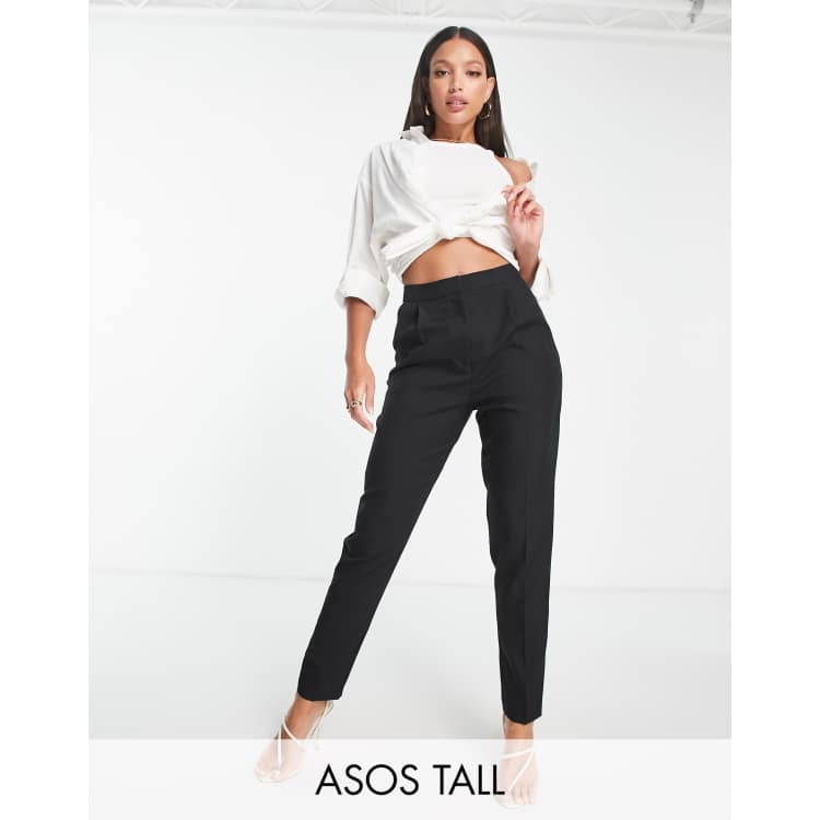 ASOS DESIGN Tall elastic waist tailored pants in black