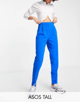 ASOS Tapered Smart Trouser in Blue for Men