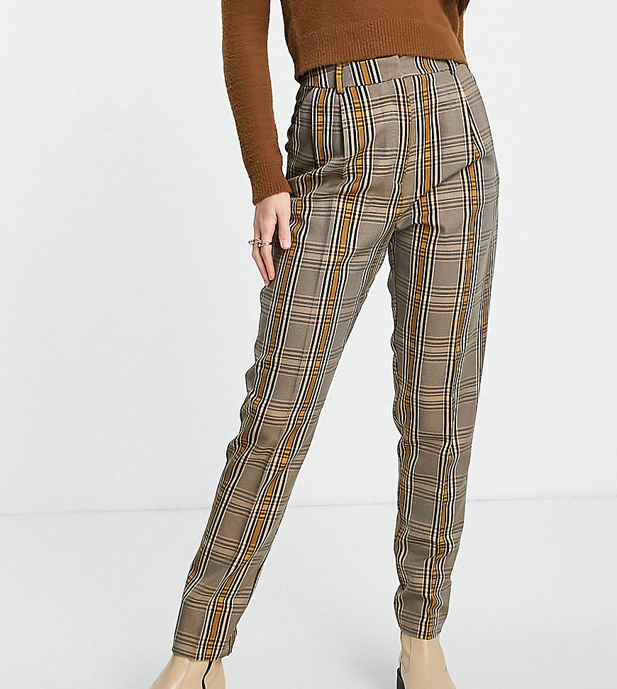 Asos Design Tall Smart Tapered Trouser In Mustard Check-Yellow