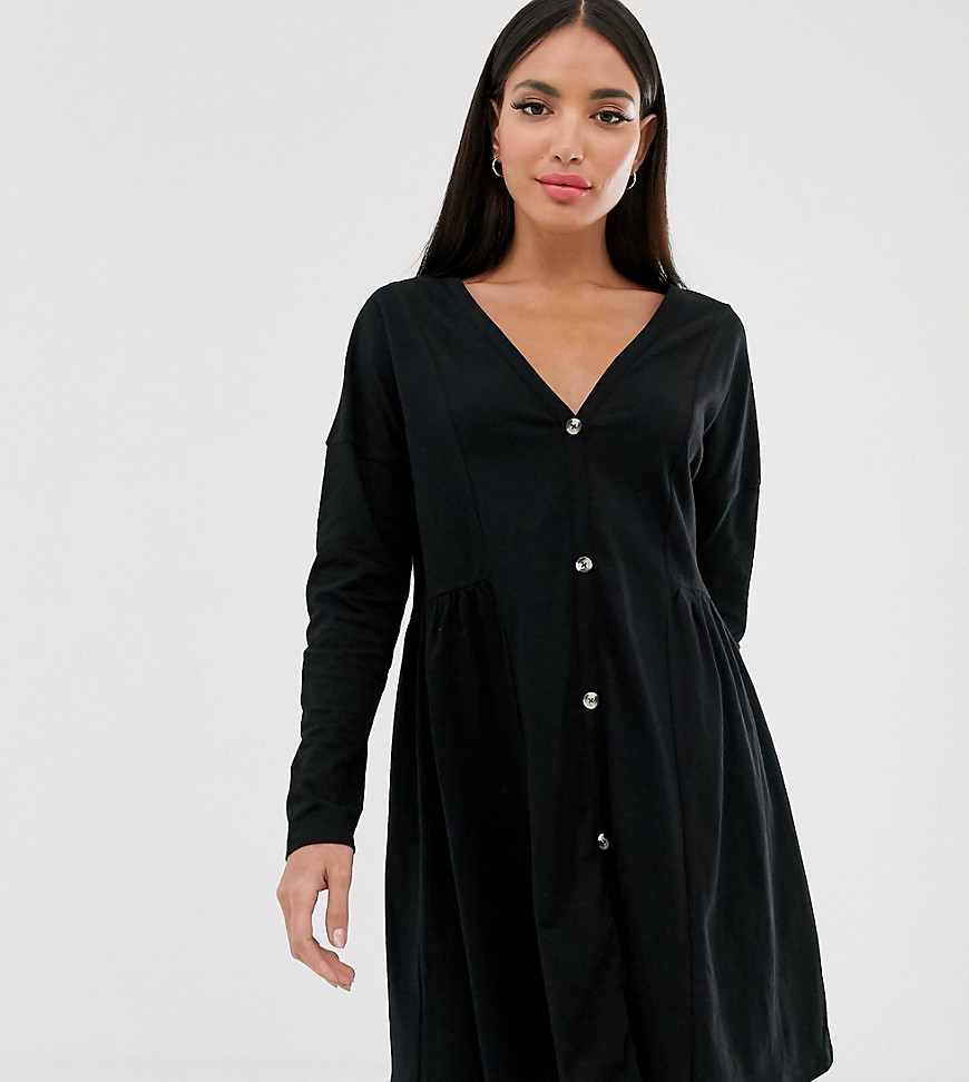 ASOS DESIGN tall smock side button through dress-Black