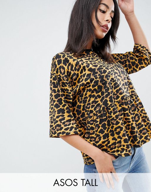 ASOS DESIGN TALL smock top in animal leopard print | ASOS