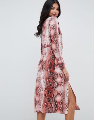 snake print dress long sleeve