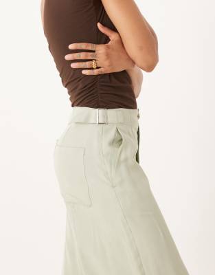 Asos Design Tall Soft Barrel Leg Pants With Seam Detail In Brown