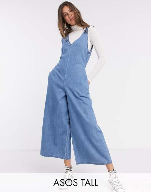 Denim v hot sale neck jumpsuit