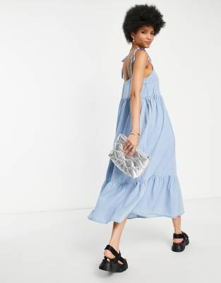 denim smock dress midi