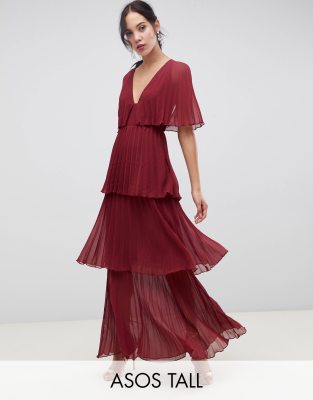 pleated tiered maxi dress