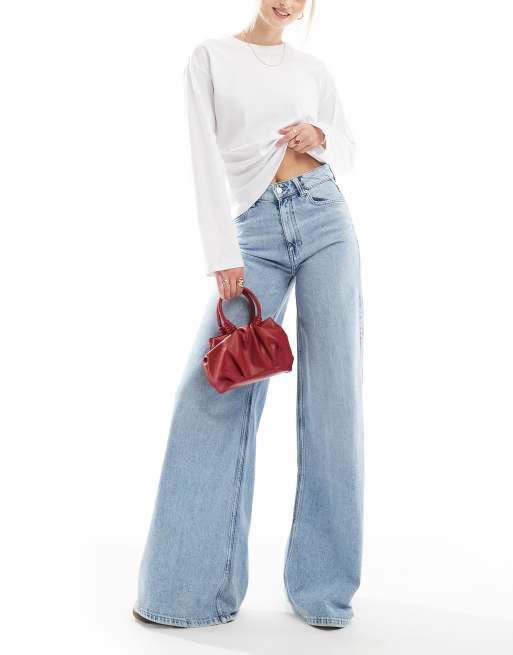 ASOS DESIGN Tall soft wide leg jeans in light blue