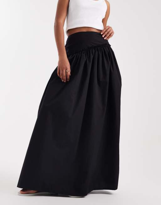 ASOS DESIGN Tall - Sort asymmetrisk maxinederdel med lavtsiddende talje, 2 af 5