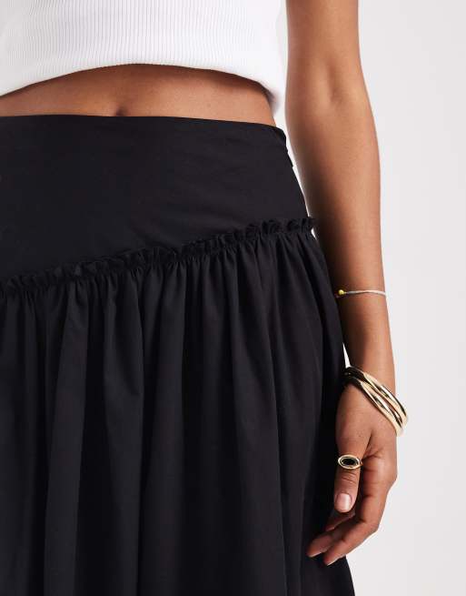 ASOS DESIGN Tall - Sort asymmetrisk maxinederdel med lavtsiddende talje, 3 af 5