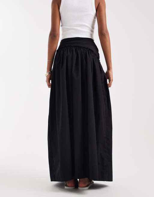 ASOS DESIGN Tall - Sort asymmetrisk maxinederdel med lavtsiddende talje, 5 af 5