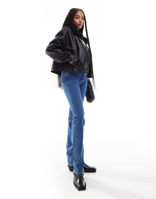 ASOS DESIGN Tall - Sort aviator-jakke med ståkrave, 3 af 4