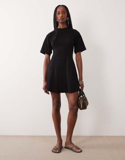 ASOS DESIGN Tall - Sort minikjole med indsyet talje og syningsdetaljer - view 1