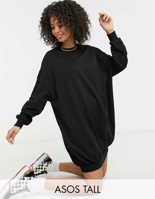 ASOS DESIGN Tall - Sort oversized sweatshirtkjole