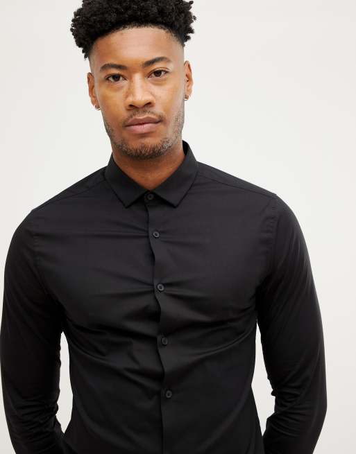 ASOS DESIGN Tall - sort skinny fit skjorte, 3 af 4