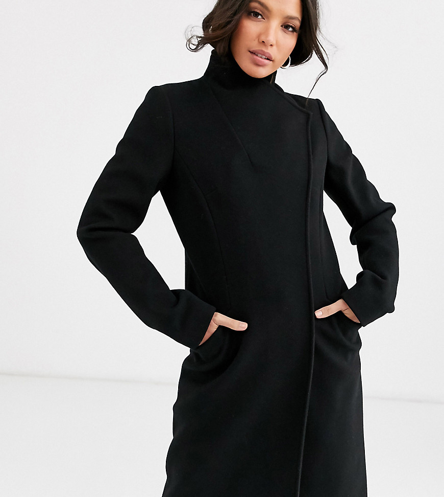 ASOS DESIGN Tall – sort smart frakke med slå om-detalje foran