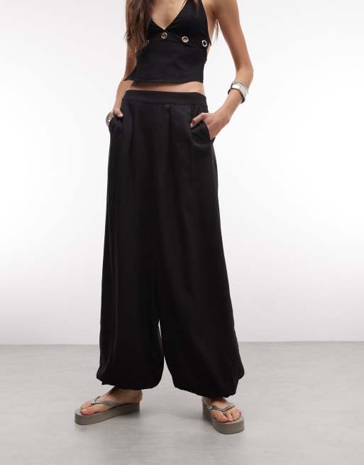 ASOS DESIGN Tall - Sorte ballonbukser i hørblanding, 2 af 5