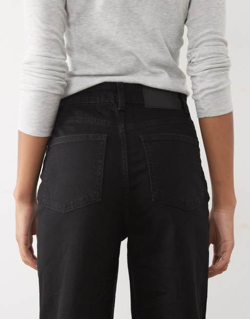 ASOS DESIGN Tall - Sorte jeans med høj talje, vide ben og lommer foran, 4 af 5