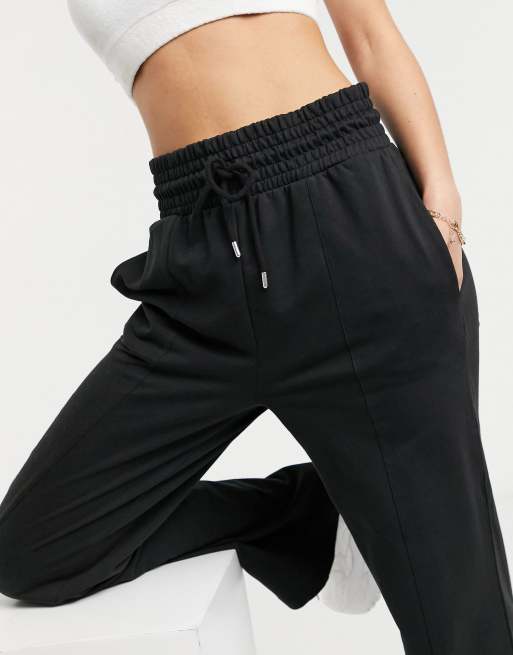 ASOS DESIGN Tall - Sorte joggingbukser i bomuld med lige ben, bredt taljebånd og pintuck - BLACK, 3 af 4