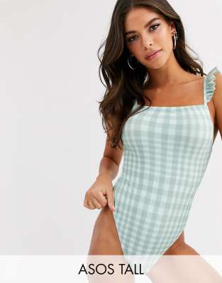 green gingham swimsuit