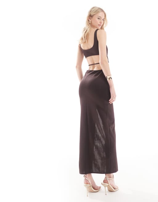 asos bodycon maxi dress ASOS DESIGN one shoulder pleat detail bodycon maxi dress in black