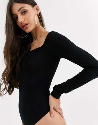 square neck long sleeve bodysuit