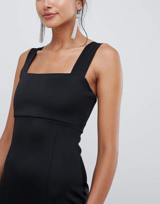 Asos square neck scuba maxi dress with hotsell thigh split