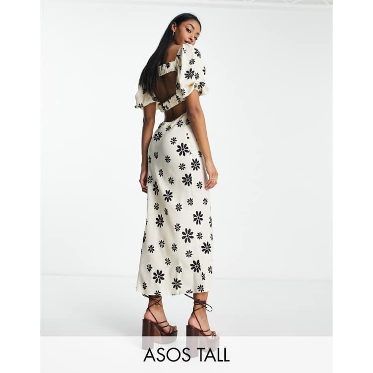 Asos black shop dress with flowers