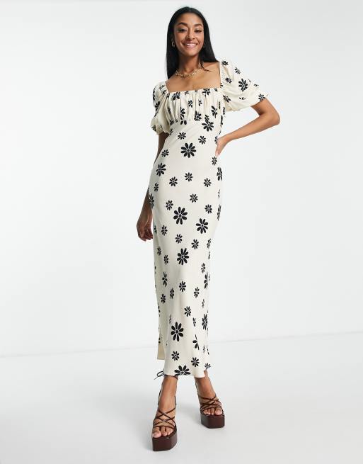 Black and clearance cream midi dress