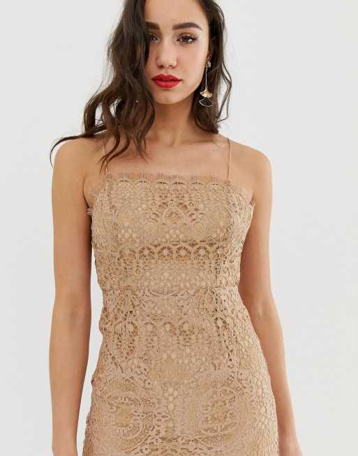 Asos design square neck midi pencil dress in lace sale