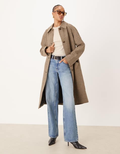 ASOS DESIGN Tall quilt lined mid length coat in heritage check
