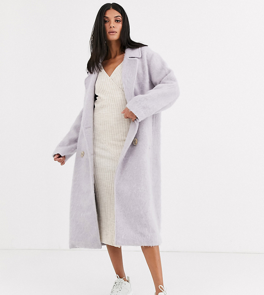 ASOS DESIGN Tall statement coat with hero buttons in lilac-Purple