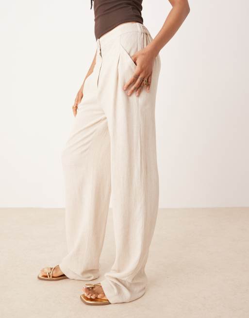 ASOS DESIGN Tall – Stenfärgade, avsmalnande linnebyxor med veck framtill, 5 av 5