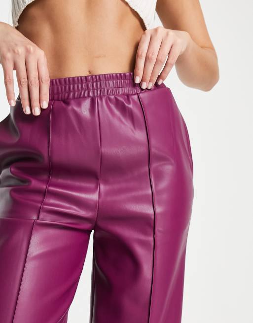 Plum leather hot sale trousers