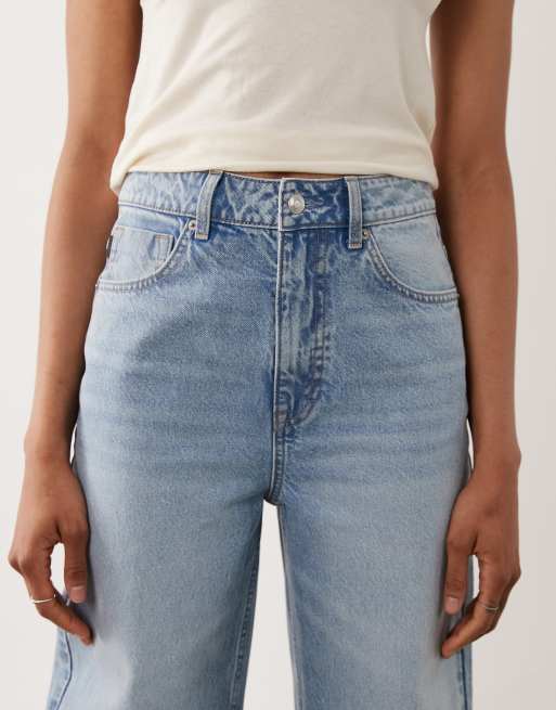 ASOS DESIGN Tall Straight-Leg-Jeans mit weitem Bein in hellblauem Denim, 5 von 5