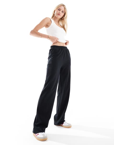 ASOS DESIGN Tall pull on pant with linen in black