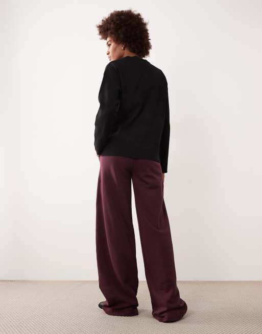 ASOS DESIGN Tall straight leg jogger in wine, 3 of 5