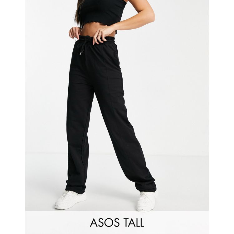 ASOS DESIGN low rise straight leg jogger with pintuck in black