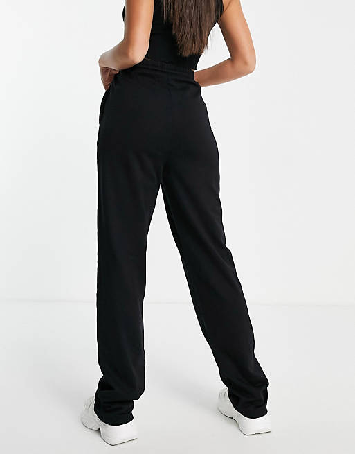  Tall straight leg jogger with deep waistband and pintuck in organic cotton in black 