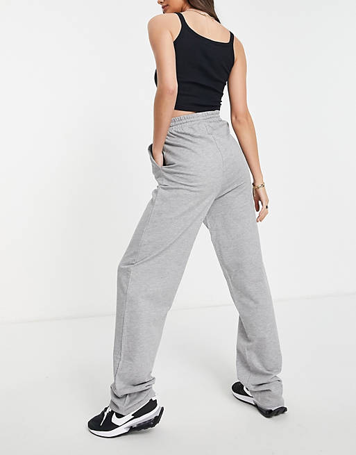 Women Tall straight leg jogger with deep waistband and pintuck in organic cotton in grey marl 