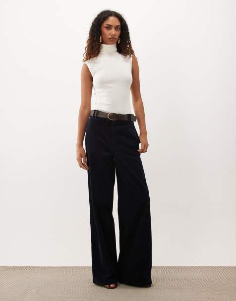 ASOS DESIGN Tall straight leg pants in corduroy in navy - view 1